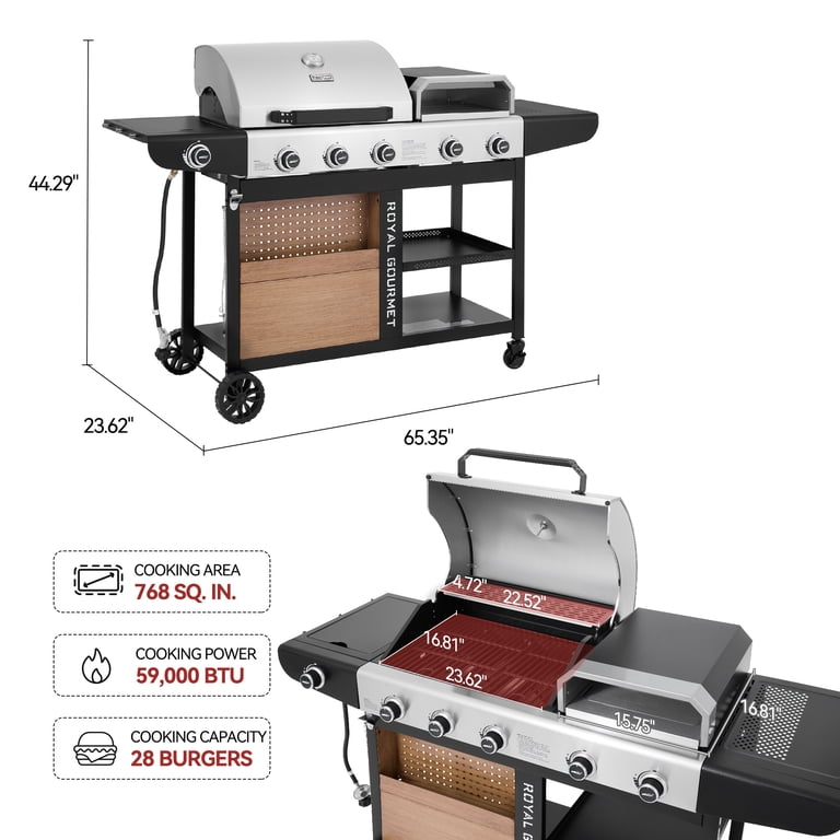 Royal Gourmet ZH3004S Premium Gas Grill and Pizza Oven Combo,with