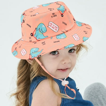 

Hunpta Hats For Kids Adjustable Chin Strap Sun Protection Hats Summer Spring Sun Hat Cute Cartoon Outdoor Beach Bucket Cap
