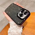 thumbnail image 3 of Compatible for iPhone 14 Pro Luxury Glitter Plating Clear Case, Cute Bling Sparkly Shiny Case for Women Girls Soft TPU Shockproof Camera Protective Back Cover Electroplated Case - Black, 3 of 11