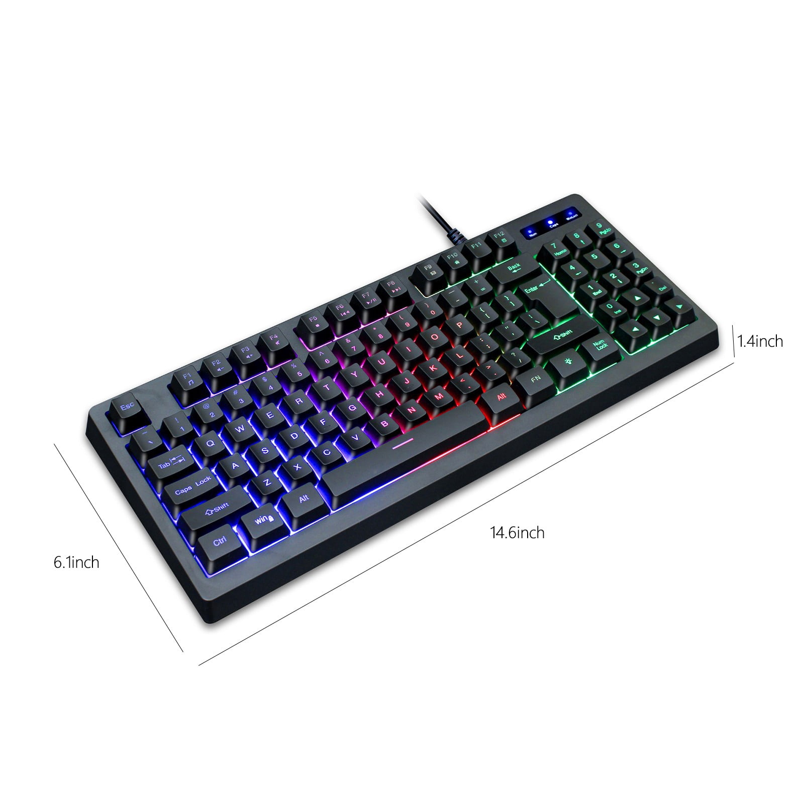 Wired Illuminated 87 Keyboard Mechanical Feel Gaming Keyboard Gaming Desktop Computer Laptop Keyboard Compact Form Factor, Tactile Switch With Ergonomic Vertical feel For Notebook PC