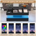 thumbnail image 3 of Morufur Lift Up Coffee Table with Hidden Storage, Modern Rectangle Coffee Tables with LED Lights for Living Room, Black, 3 of 9