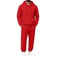 thumbnail image 3 of Hearthz Men's Sweatshirt Suit 2 Piece Outfit Oversized Hoodie Loose Wide Leg Pants Fall Winter Athletic Men Sweatsuits Red M, 3 of 7