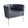 thumbnail image 2 of HMD Moveis Chaise avec Tabouret en Velours, Gris Foncé, 2 of 6