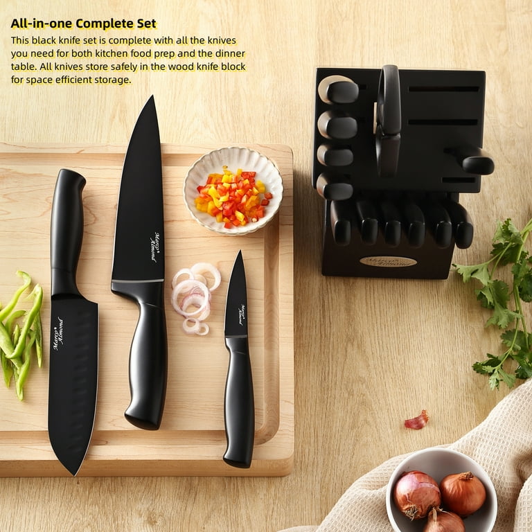 Elegant 15 Piece Kitchen Knife Set with Integrated Sharpener