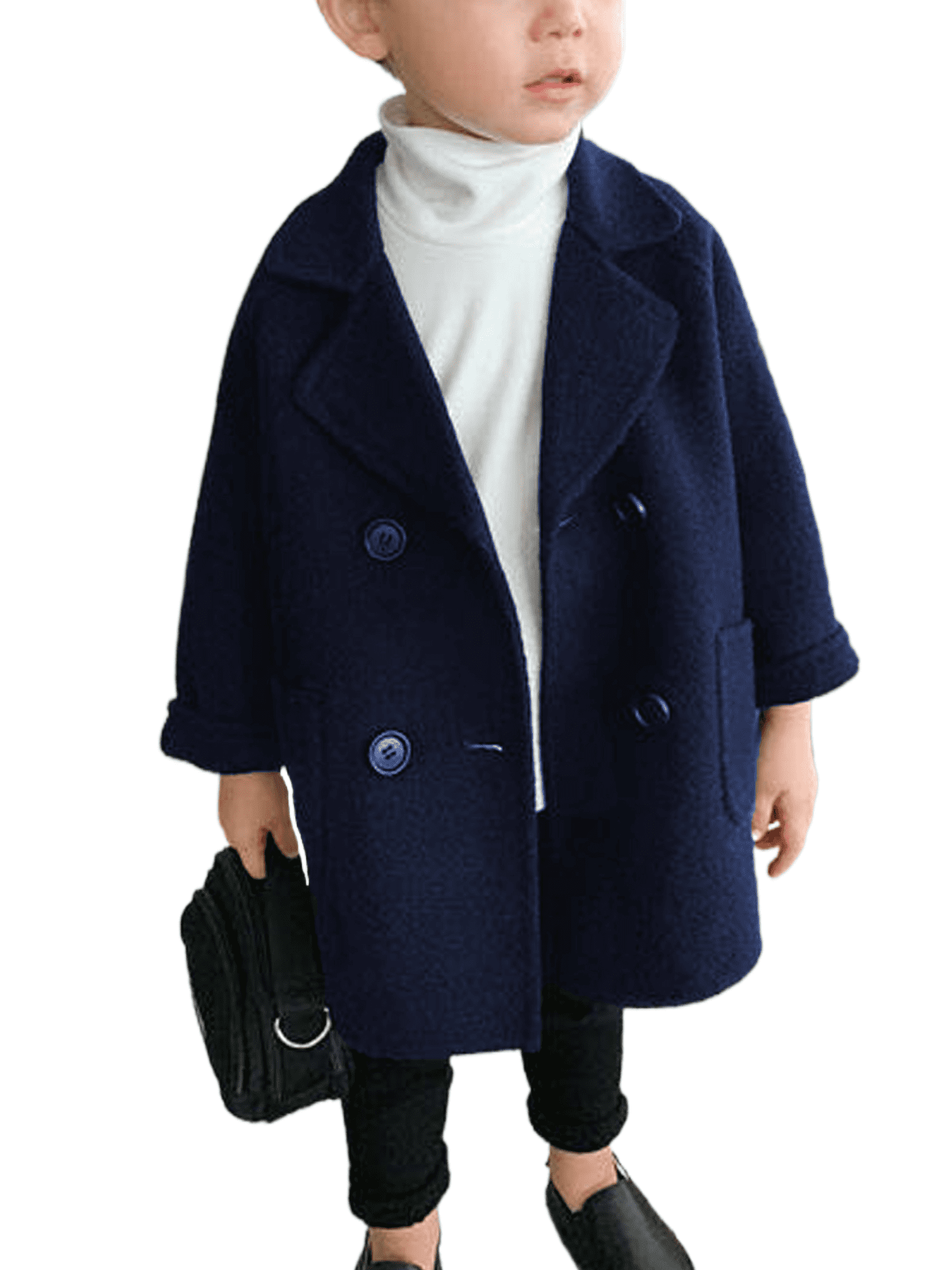 Kids Girls Baby Coat Thick Wool Blend Jacket Parka Warm Winter Button Outercoat 
