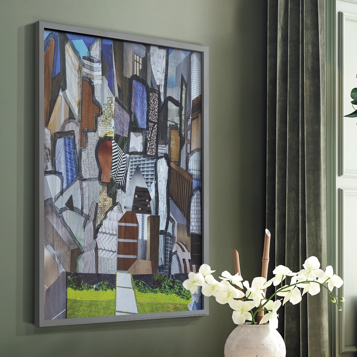 Chicago Grant Park Framed Print in Gray Solid Wood Framed Print No Nail Hanging