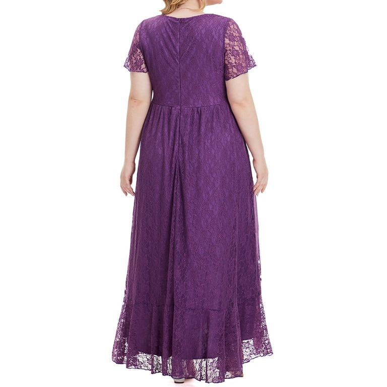 Brnmxoke Mother of The Bride Dresses Summer 2024,Women Plus Size Floral Lace  Applique Maxi Dress Short Sleeve V Neck Flowy Dress Ball Gown Elegant  Bridesmaid Wedding Guest Long Dress - Walmart.com