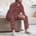 thumbnail image 7 of Honeii Red Floral Pattern Mens Pajamas Set,2pcs Men's Lounge Long Sleeve Sleep Shirt and Pajama Bottoms Sleepwear Set,Mens Pjs Sets-XX-Large, 7 of 7
