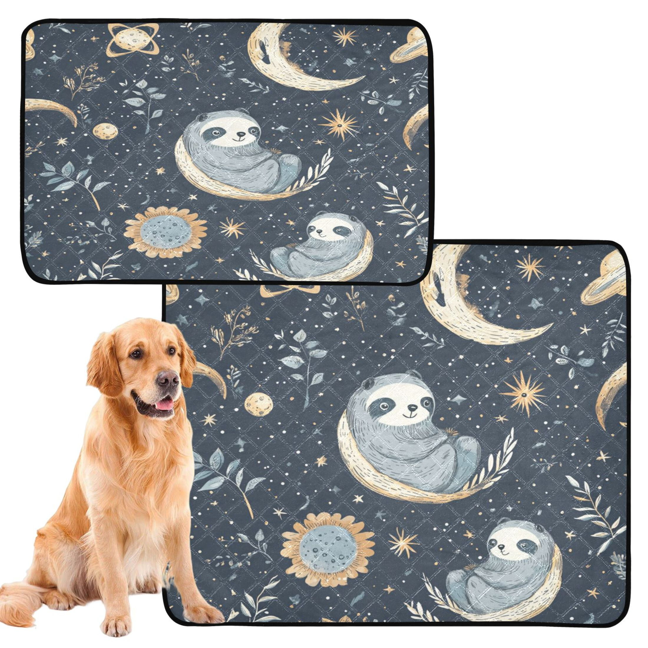 Qxltty Illustration Of Cute Sloth in Space Cat litter Pads Pet Set of 3 Diaper Mats Center Anti-leakage Layer Absorbent Soft and Comfortable