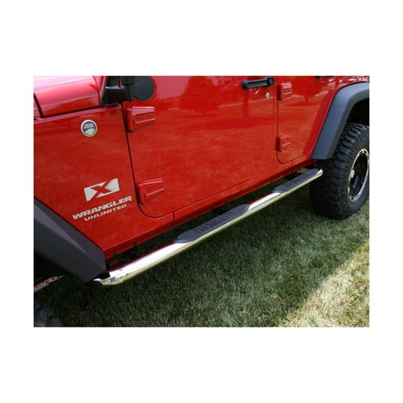 Rugged Ridge by RealTruck 3" Tube Side Steps for Wrangler JKU 4-Door | Stainless Steel, Round | 11593.06 | Compatible with 2007-2018 Jeep Wrangler JKU 4-Door