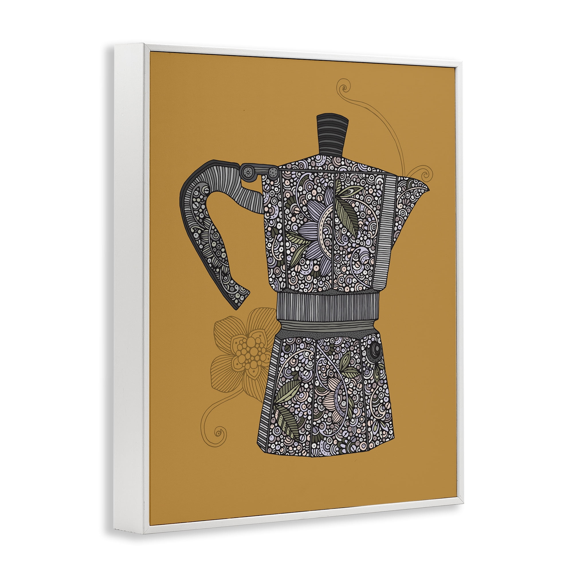 Stupell Industries Moka Pot Coffee Maker Food & Beverage Painting White Framed Art Print Wall Art, 16 x 20