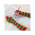 thumbnail image 3 of INSPIRE CHIC Women's Fingerless Gloves Printed Elbow Length Knitted Arm Warmers Red Green Wide Stripes, 3 of 6