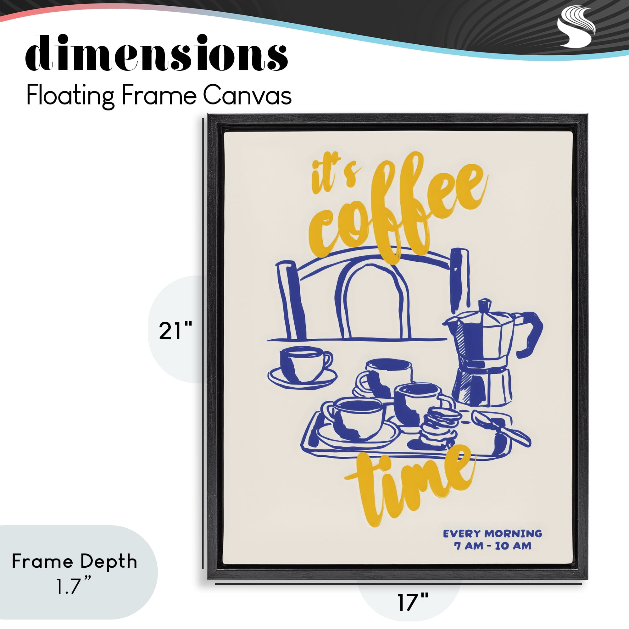 Stupell Industries It's Coffee Time Breakfast Ritual Black Framed Floater Canvas Wall Art, design by The Prints Vibe