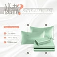 thumbnail image 3 of Elegant Comfort Luxurious 4-Piece Silky Satin Sheet Set, Skin and Hair Friendly, Wrinkle, Fade, Stain Resistant with Deep Pockets Fitted Sheet, Cooling Soft Satin Sheet Set, Cali King, Mint Green, 3 of 5