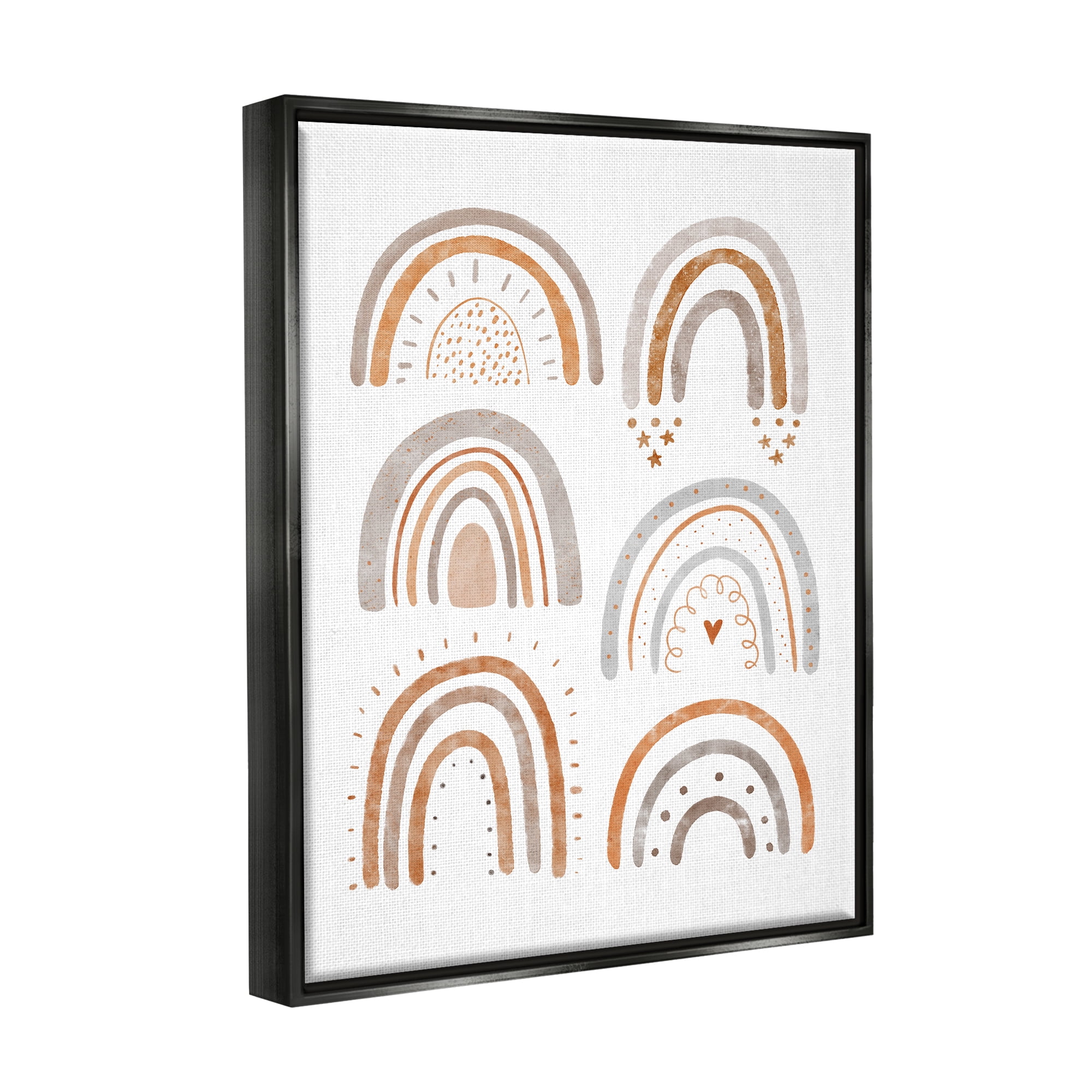 Stupell Industries Muted Rainbows & Shapes Nature Painting Black Floater Framed Art Print Wall Art, 17 x 21
