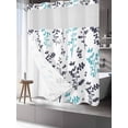 thumbnail image 3 of No Hook Shower Curtain with Snap-in Liner, Aqua Grey Botanical Waterproof Fabric Bathroom Curtains, Watercolor Spring Floral Summer Leaf Bath Curtains & Mesh Top Window Standard 72''x72'', 3 of 9
