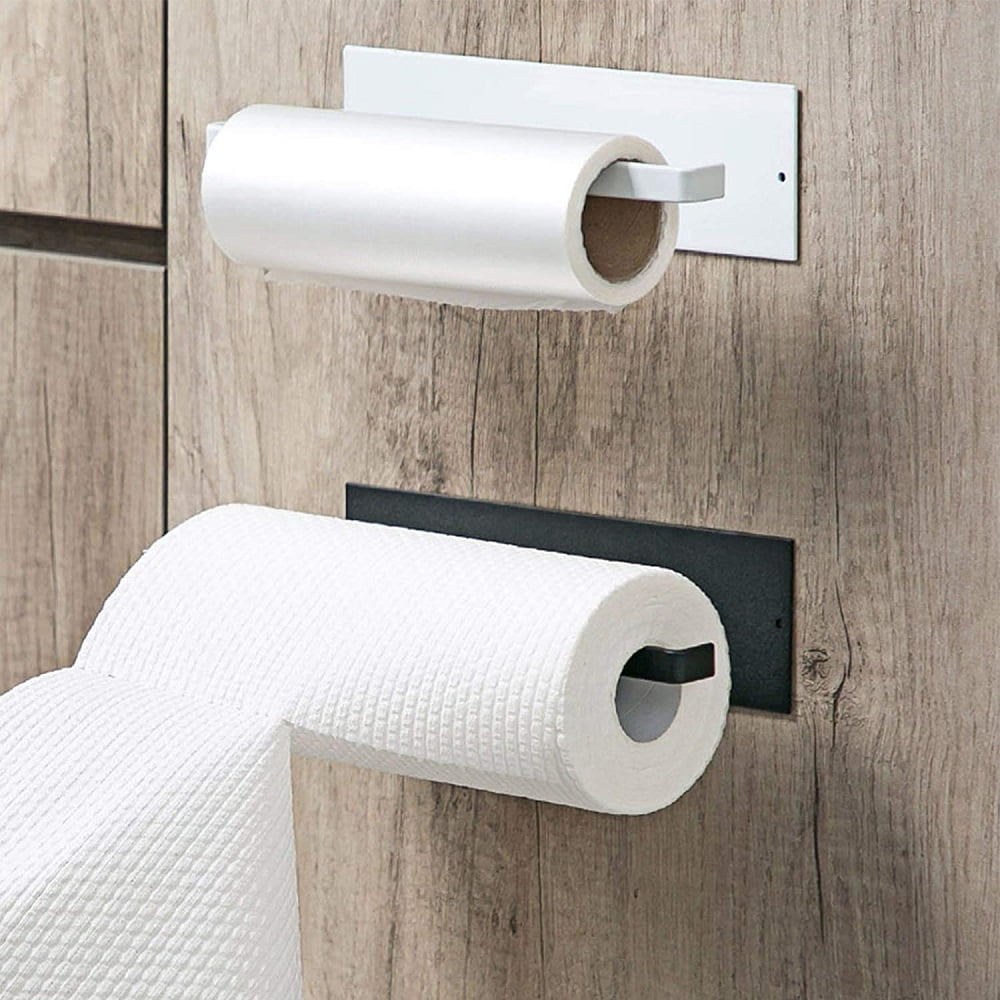 Saving Space Paper Towel Holder, Wall Mount Under Cabinet Self Adhesive