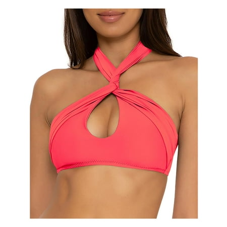 Becca Womens Twist Front Halter Bikini Swim Top