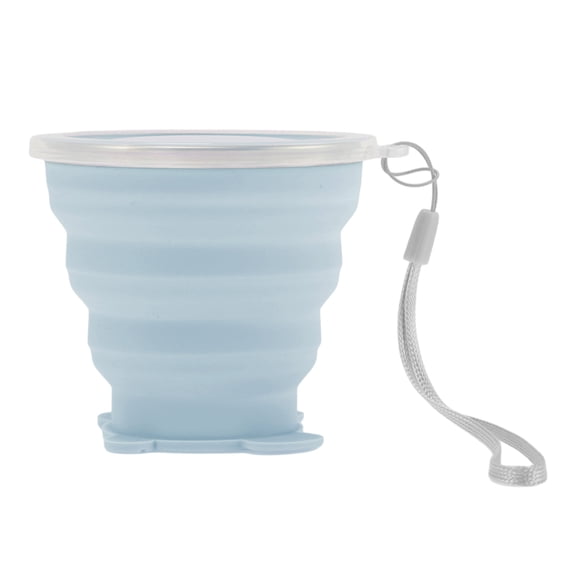 Unique Bargains Folding Cup Bears Design Collapsible Cups 1 Pc  Light Blue 180ml