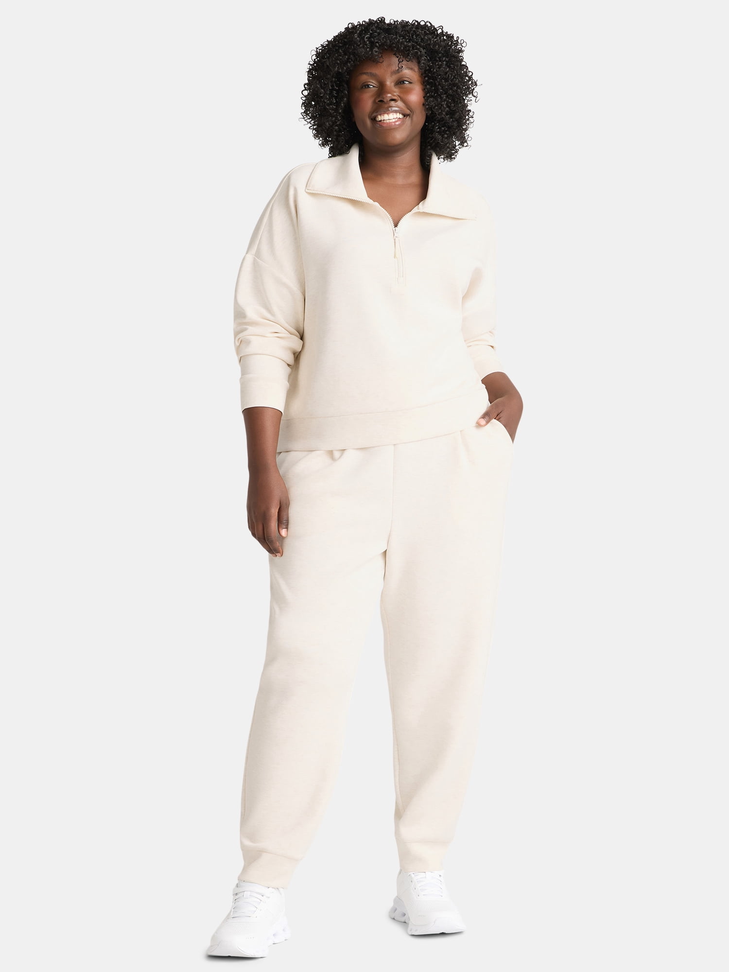 Avia Women's and Women's Plus ScubaKnit Pleat Joggers with Pockets, Size XS-4X