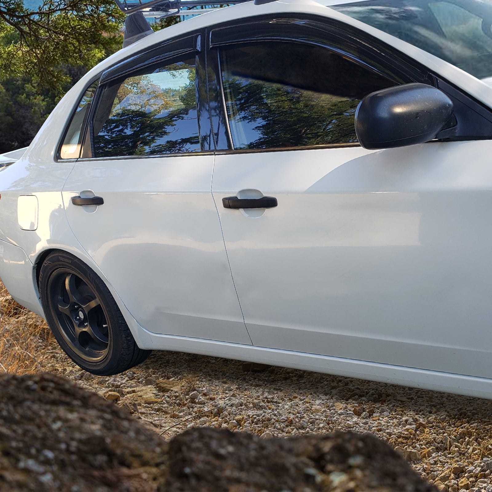 Ikon Motorsports Compatible with 08-11 Subaru Impreza 08-14 WRX STI Acrylic Window Visors Vent Windshield Deflector Rain Guard 4Pc Set Outside Mount 2008 2009 2010 2011 2012 2013 2014