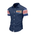 thumbnail image 2 of Hogleaql 250 Anniversary Usa Polo Shirt Men Short Sleeve Button Down V Neck Usa 1776-2026 T-Shirts Independence Day Patriotic Dressy Pullover Tops Dark Blue L, 2 of 4