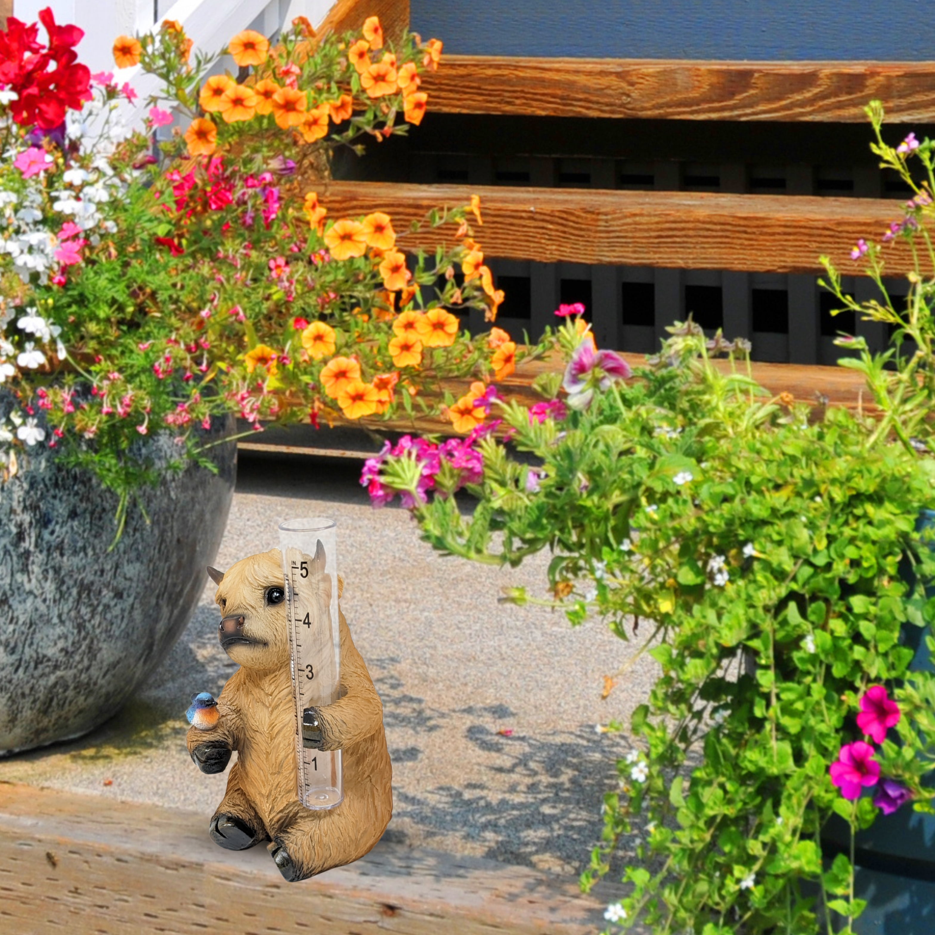 Highland Cow Rain Gauge – Outdoor Resin Garden Decor, Rustic Farmhouse Yard Statue