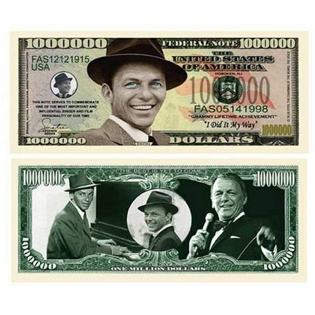 Five Dollar Gift Card - 5 Frank Sinatra Million Dollar Bill with Bonus “Thanks a Million” Gift Card Set