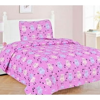 Owl Pink 2-Piece Kids Quilt Set, Twin, Purple Solid Print