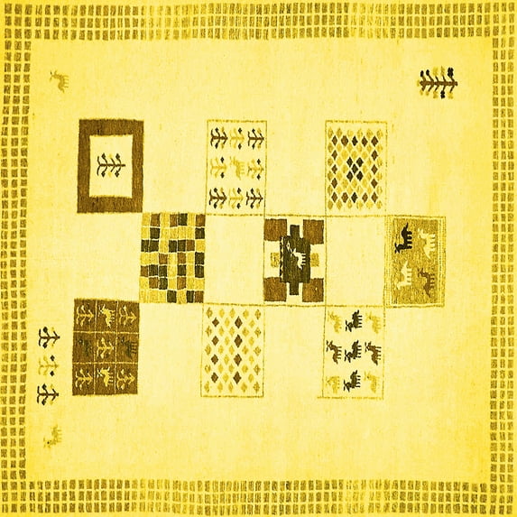 Ahgly Company Indoor Square Solid Yellow Modern Area Rugs, 5' Square