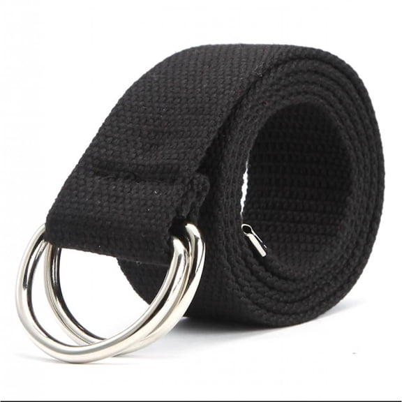 Vensio-Unisex Canvas Web Belt with Metal Double D-Ring Buckle - Heavy-Duty Military Tactical Style Khaki Work Belt, Fully Adjustable Casual Cloth Strap-black-