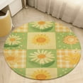 thumbnail image 4 of Floral Colorful Flower Soft Bedroom Round Area Rug, Washable Cute Nursery Circle Throw Mat, Non-Slip Contemporary Small Low Pile Floor Carpet for Dorm Bedside, 4 of 6