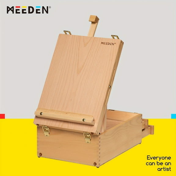 Large Tabletop Easel Sketchbox, Adjustable Solid Beech Wood Desktop Easel Box, Travel Easel for Artists, Table Top easels for Painting, Wooden Art Storage Box for Artist, Adults & Beginners