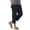 Navy, variant on AHTJRT Women's Cropped Pants Loose Straight Leg Casual Cotton Linen Slacks Trousers with Pockets Summer Casual Work Dress Pants White L