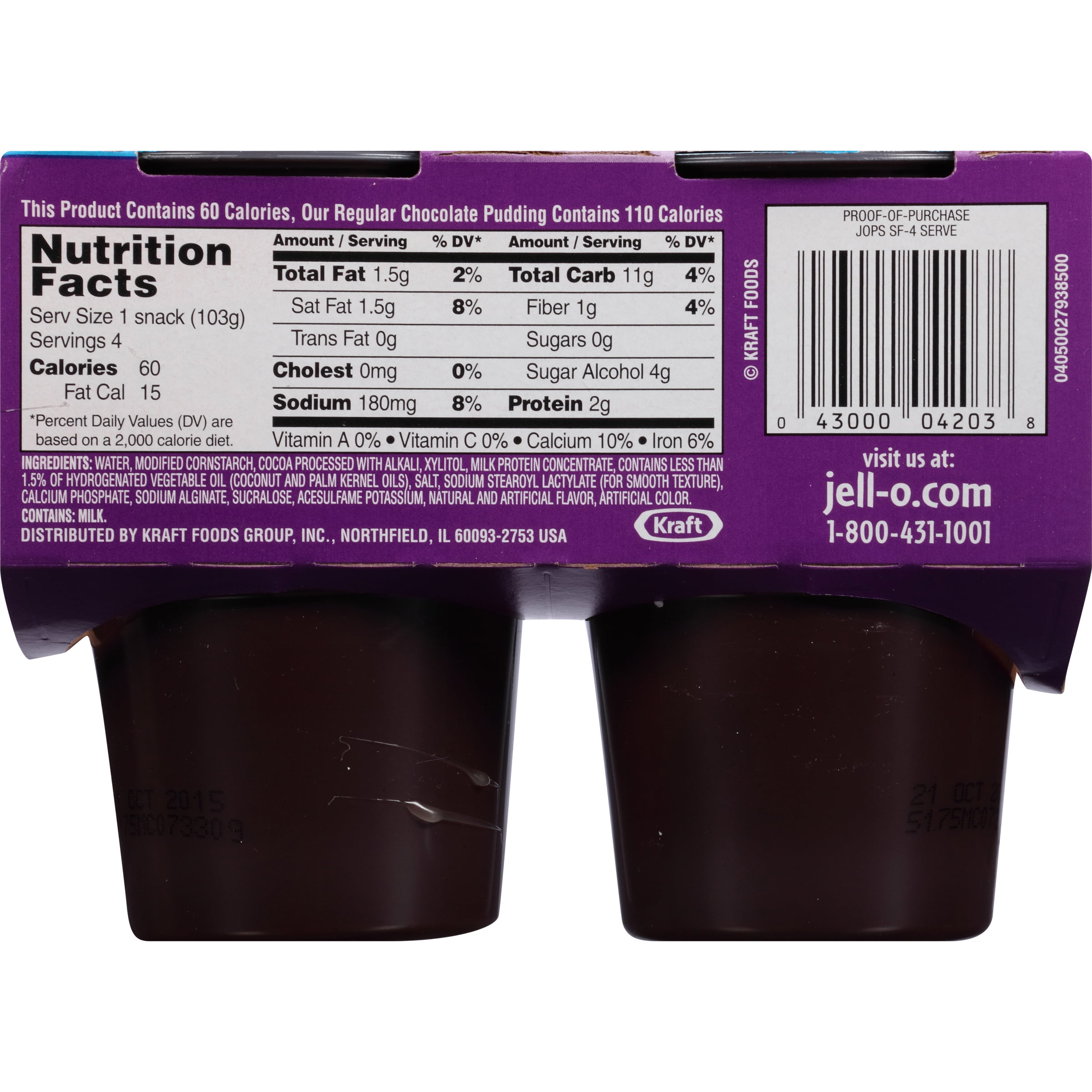 Jello Sugar Free Pudding Cups Nutrition Facts - NutritionWalls