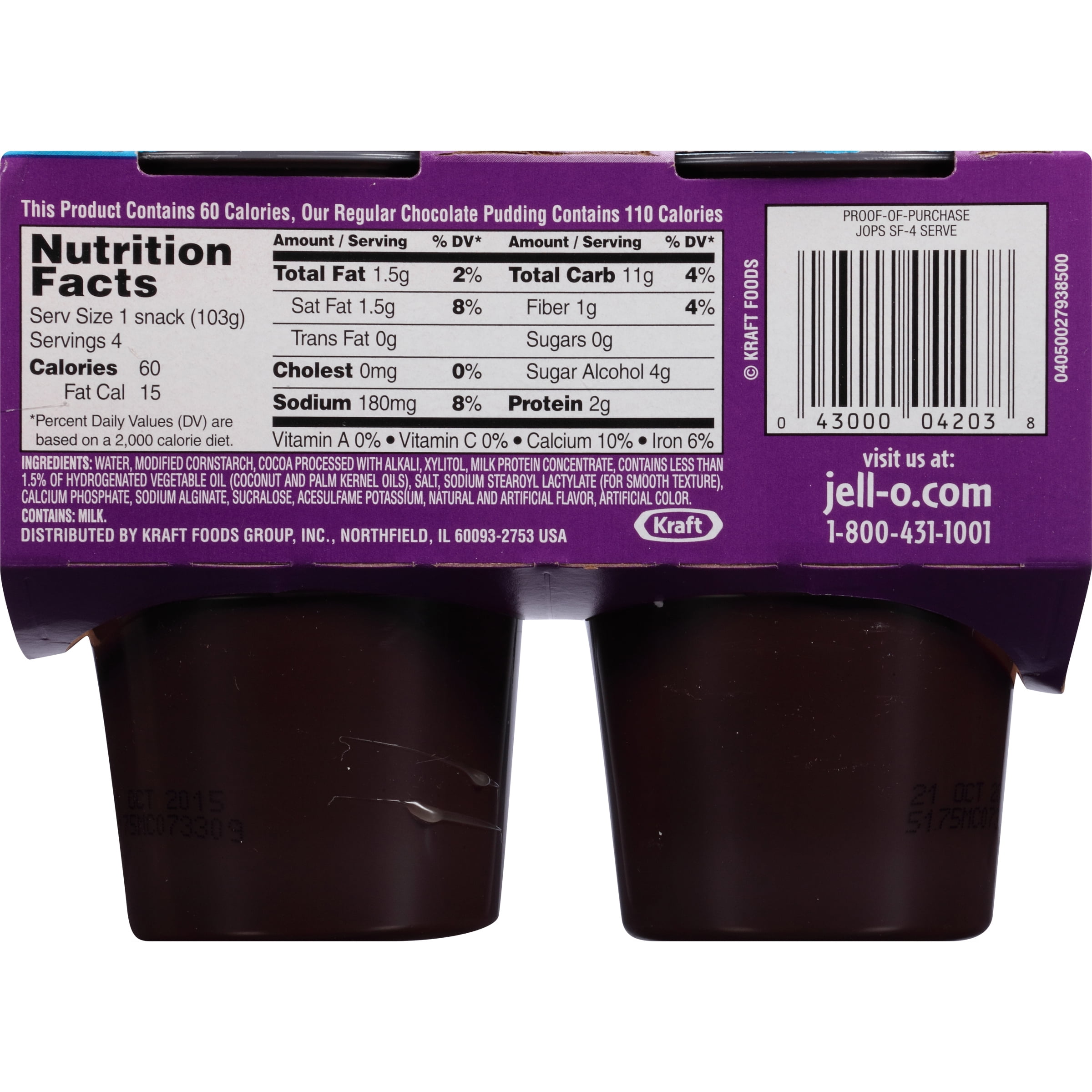 Jello Sugar Free Pudding Cups Nutrition Facts - NutritionWalls