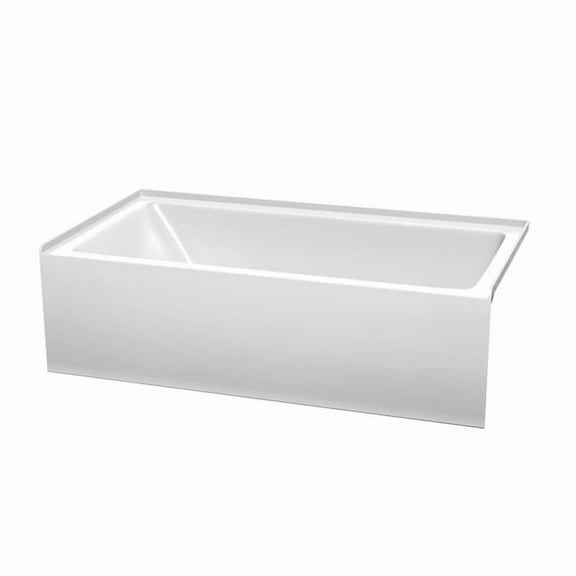 Wyndham Collection WCBTW16032R18SWTRIM 60 x 32 x 18 in. Grayley Alcove Bathtub with Right-Hand Drain & Overflow Trim, Shiny White & White