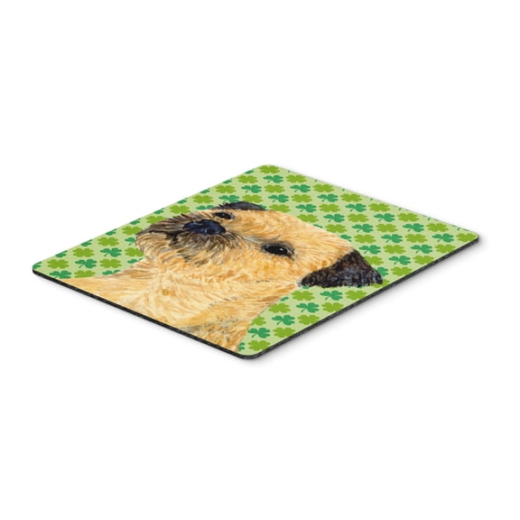 "Border Terrier St. Patricks Day Shamrock Portrait Mouse Pad Hot Pad or Trivet"