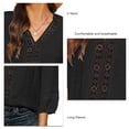 thumbnail image 3 of Las mujeres de manga larga Top V cuello suelto suave transpirable poliéster máquina lavable ropa negro M, 3 of 4