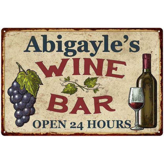 Abigayle's Rustic Wine Bar Sign Wall Decor Kitchen Gift 16 x 24 Matte Finish Metal 116240056927