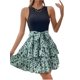 thumbnail image 2 of VISgogo Vestido Casual de Verano para Mujer, Patchwork Floral Patrón Torta Ruffle Hem Tie-Up Cintura Alta Prenda de una Sola Pieza VISgogo moda, 2 of 5