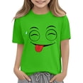 thumbnail image 6 of DAETIROS Kids Boys Funny Emoji Face 100% Cotton T-Shirt Short Sleeve Crewneck Top Mischievous Green 4-10 Years,Size 5 T, 6 of 6