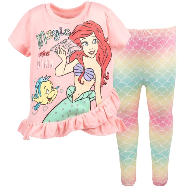 Conjunto para Niñas Disney Ariel Camiseta y Leggings Rosa 10-12 años