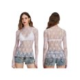 thumbnail image 3 of Elippeo Women Long Sleeve T-Shirts Mesh See-Through Mock Neck Lace Shirts Spring Fall Slim Fit Tops Streetwear, 3 of 9