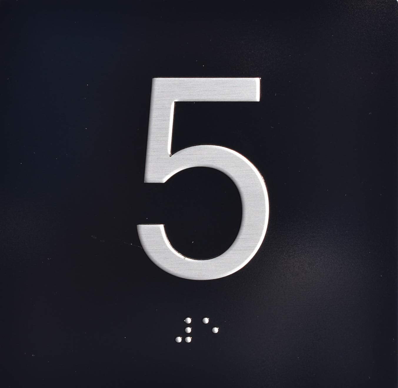 5TH Floor Elevator Jamb Plate Sign with Braille and Raised Number