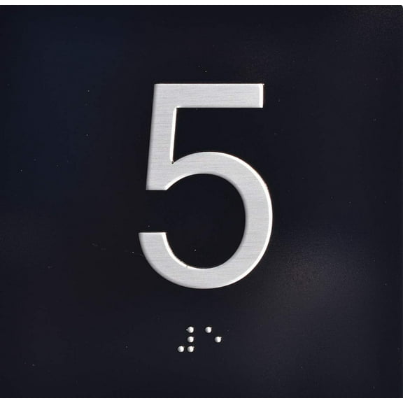 5TH Floor Elevator Jamb Plate Sign with Braille and Raised Number-Elevator Floor Number Sign(Black)
