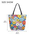 thumbnail image 5 of FORMRS Womens Canvas Tote Bag with Zipper Inner Pocket Shoulder Handbag, Floral Fiesta, 5 of 7