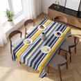 thumbnail image 3 of Navy Blue Yellow Striped Table Cloth Waterproof Tablecloths, Farmhouse Vintage Stripe Tablecloth Dining Table Cover for Kitchen Party Tabletop Outdoor, Rectangle Tablecloth 54x108 Inch, 3 of 9