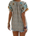 thumbnail image 5 of Gvmfive Women Bohemain Summer Floral Print Blouse V Neck Short Sleeve Tops, 5 of 5