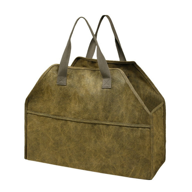 16A Waxed Canvas Bag Fireplace Wooden Bag Felt Basket Pocket